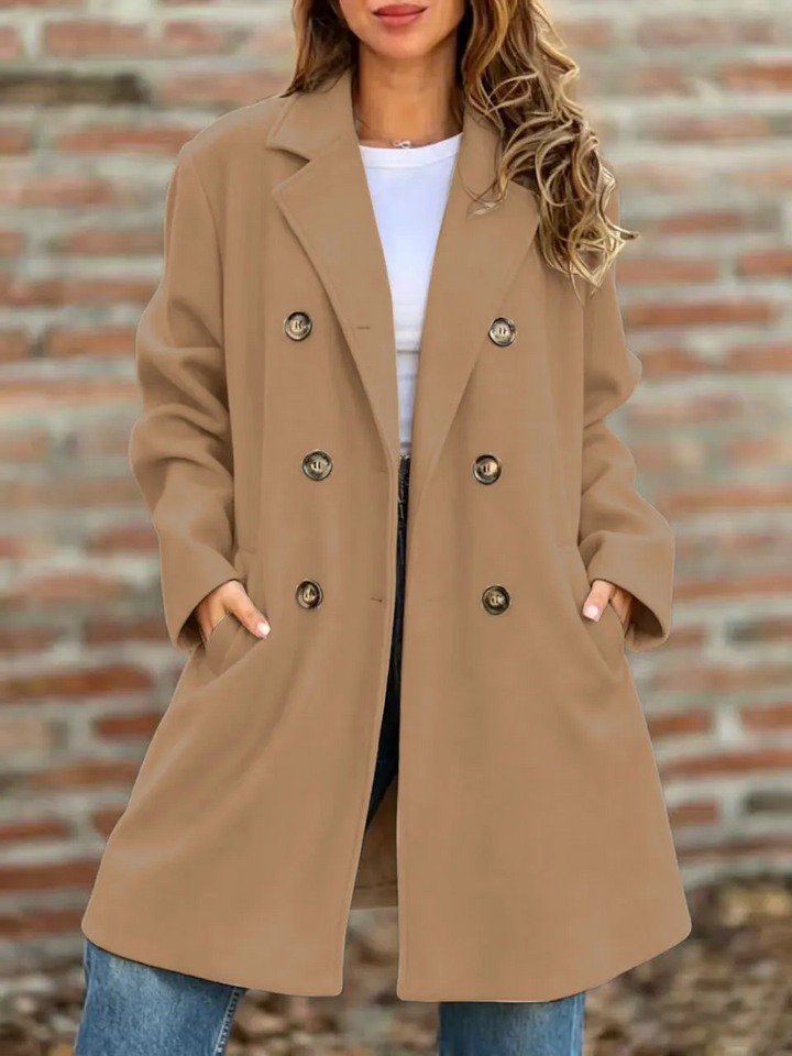 Anna | Kvinne Midi Ullblanding Dobbeltspent Trench Coat