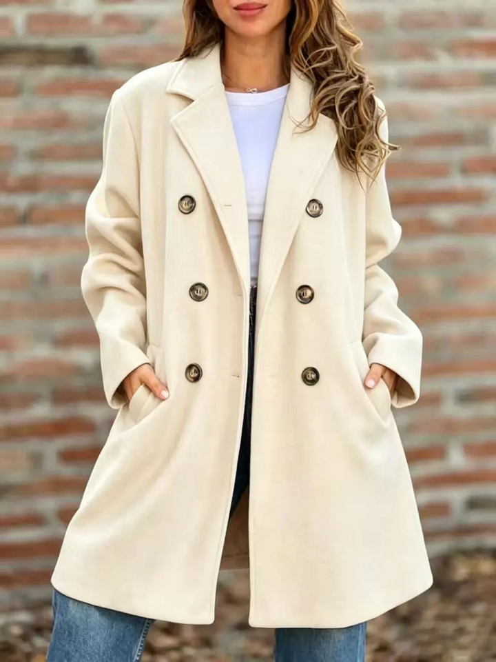 Anna | Kvinne Midi Ullblanding Dobbeltspent Trench Coat