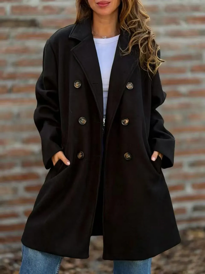 Anna | Kvinne Midi Ullblanding Dobbeltspent Trench Coat
