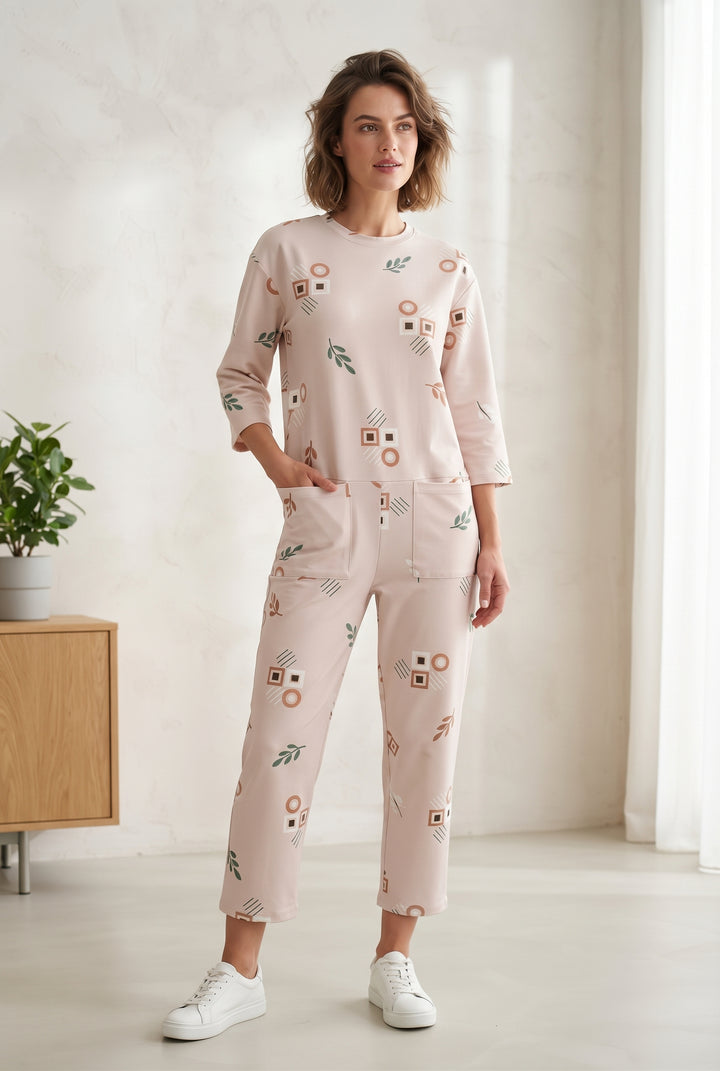 Astrid | Kvinners Hvite Korte Ermer Bredbein Jumpsuit Crew Neck