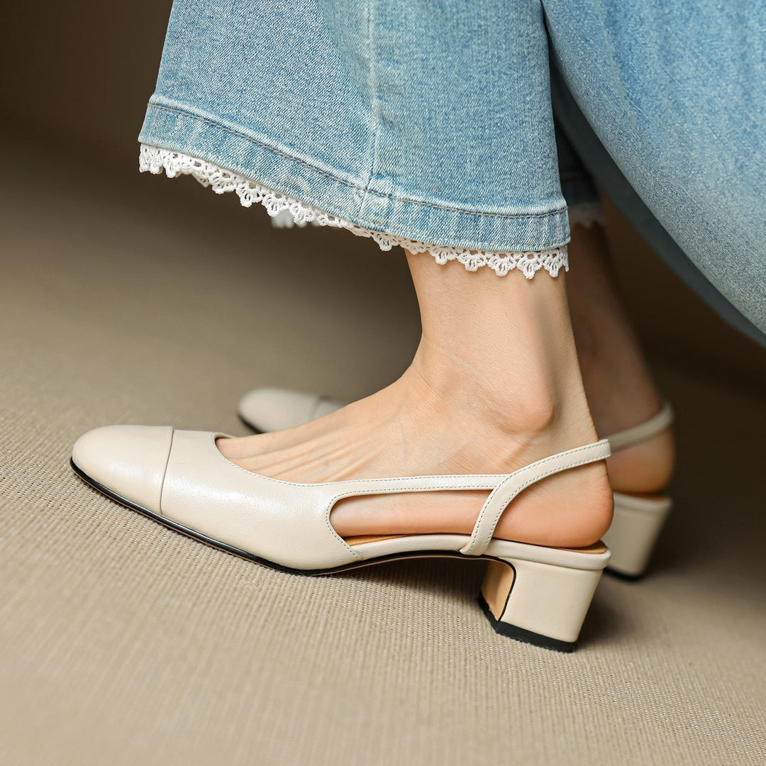 Sofia | Damers ekte skinn slingback pumps med mandeltå