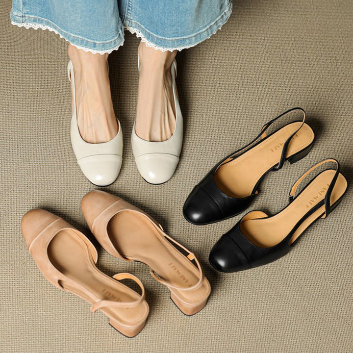 Sofia | Damers ekte skinn slingback pumps med mandeltå