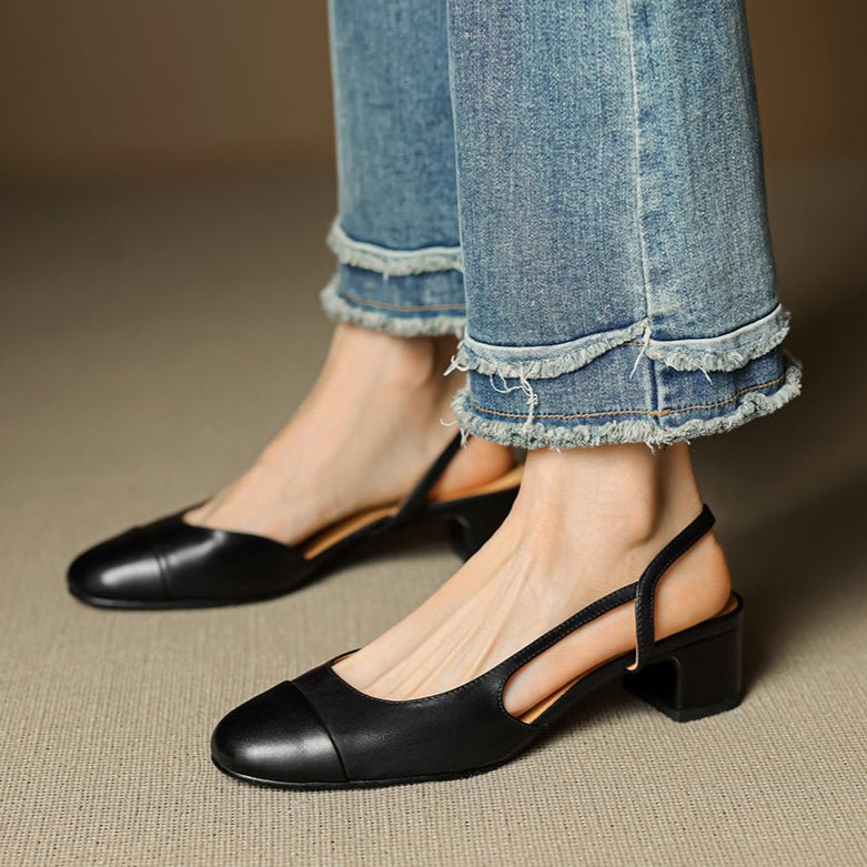 Sofia | Damers ekte skinn slingback pumps med mandeltå