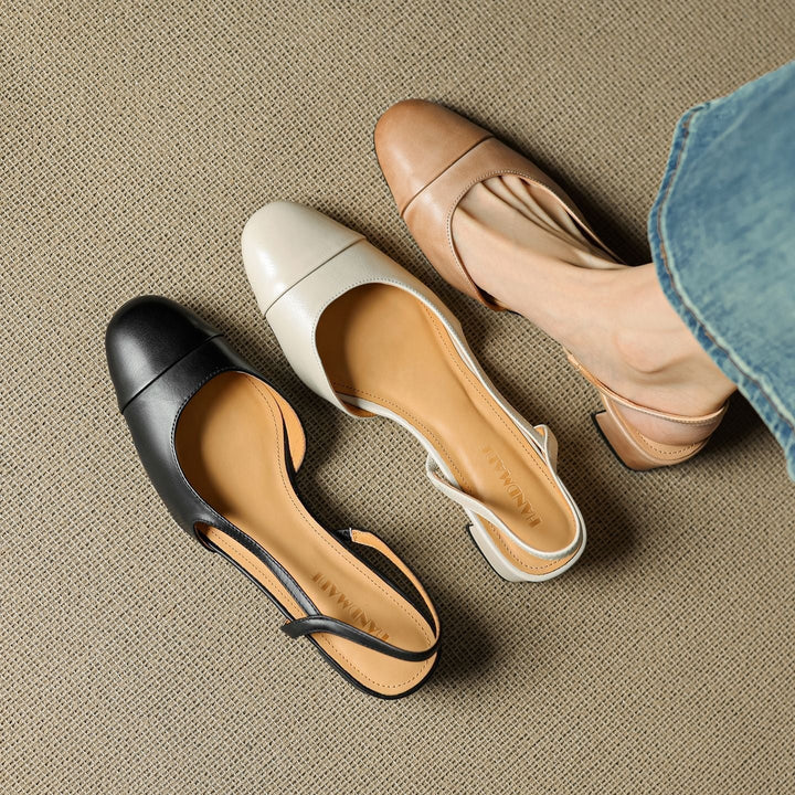Sofia | Damers ekte skinn slingback pumps med mandeltå