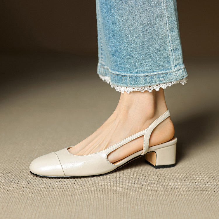 Sofia | Damers ekte skinn slingback pumps med mandeltå