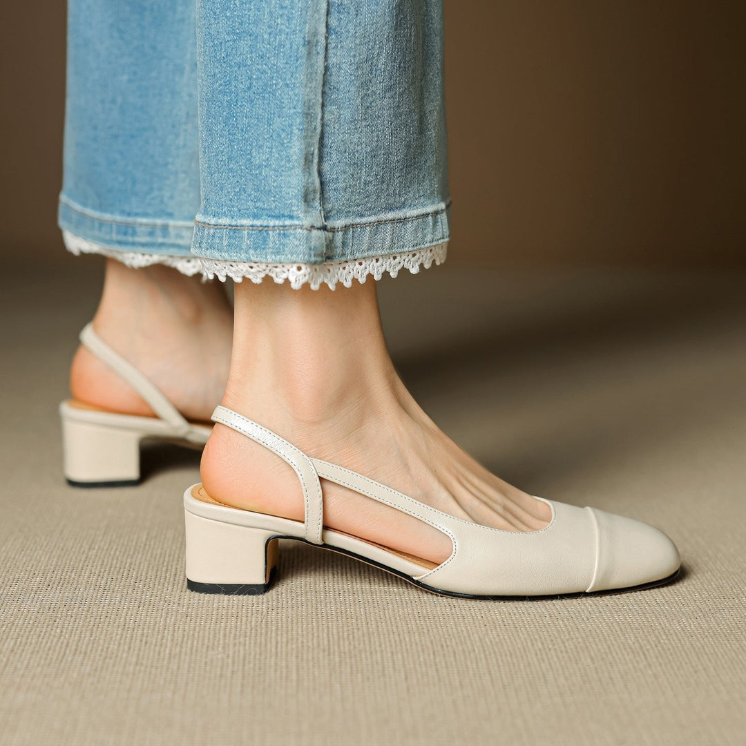 Sofia | Damers ekte skinn slingback pumps med mandeltå