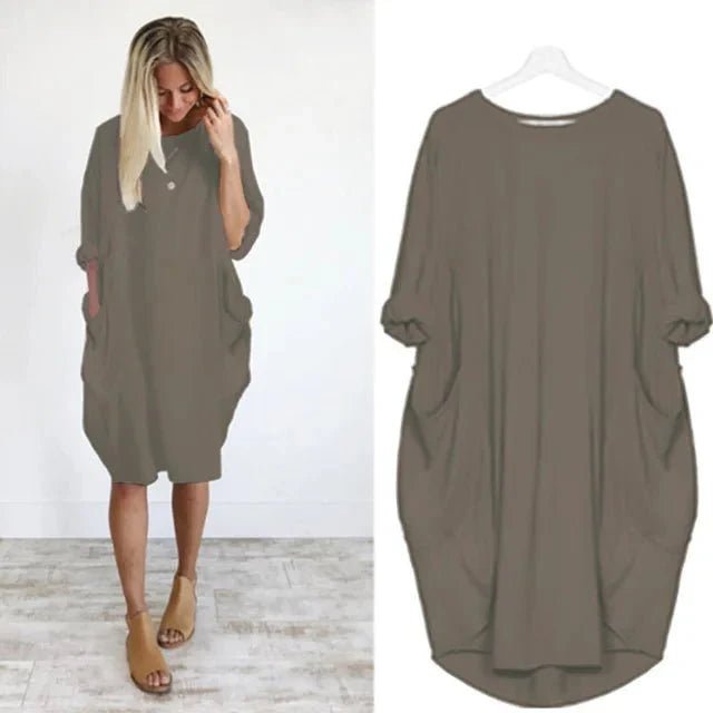 Astrid | Plus Size Kjole med Lommer Løs Passform Elegant Stil