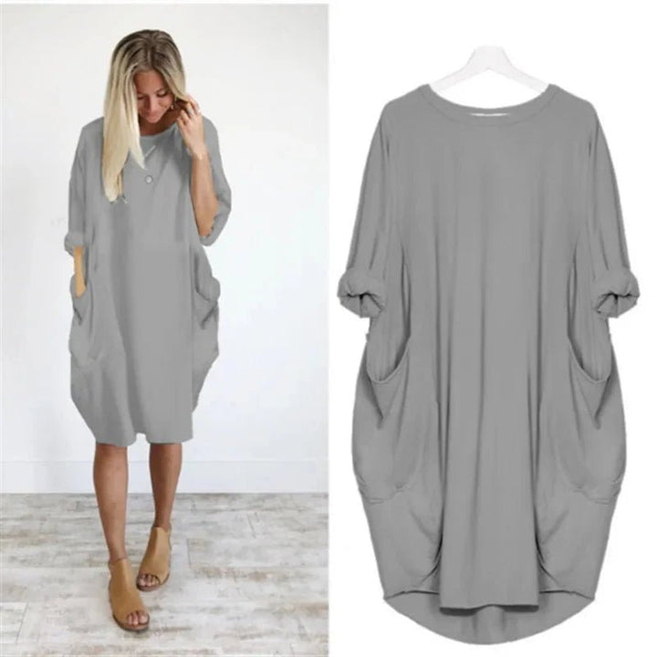 Astrid | Plus Size Kjole med Lommer Løs Passform Elegant Stil